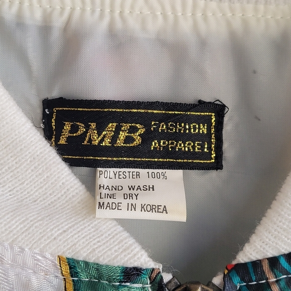 VTG Rare Korean Unisex Bomber Jacket PMB Fashion Apparel Size 8 Full Zipper Silk - Picture 3 of 15